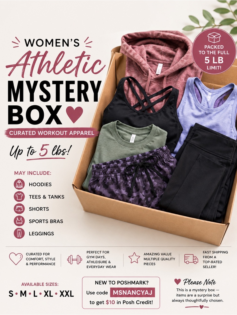 Women’s Athletic Mystery Box – Curated Workout Apparel (Up to 5 lbs!)